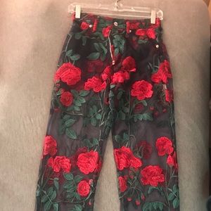 missguided sheer rose pants